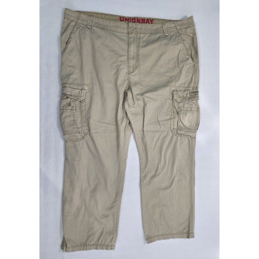 Unionbay Cargo Pants Tan Khaki Cotton Twill Big and Tall Mens 52x32